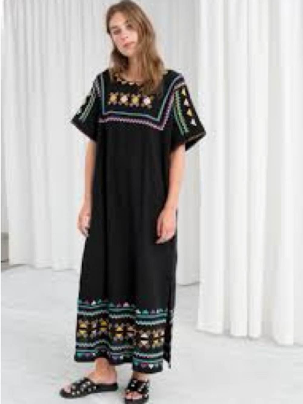 & Other Stories Embroided belted kaftan dress. Size 6